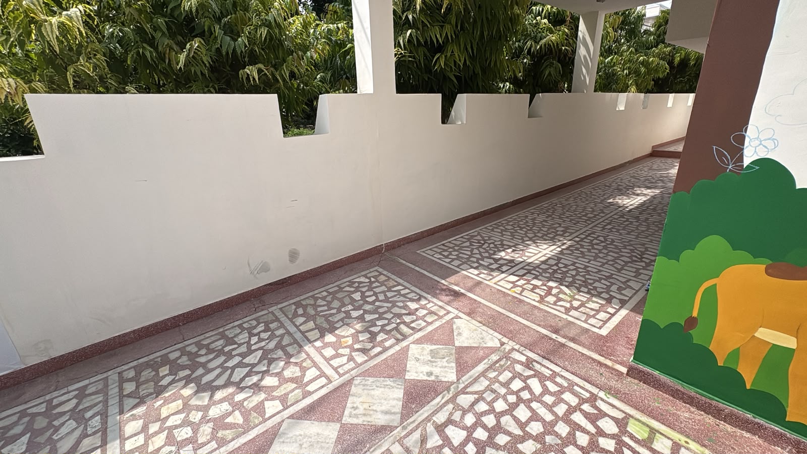 Airy veranda with mosaic floor
